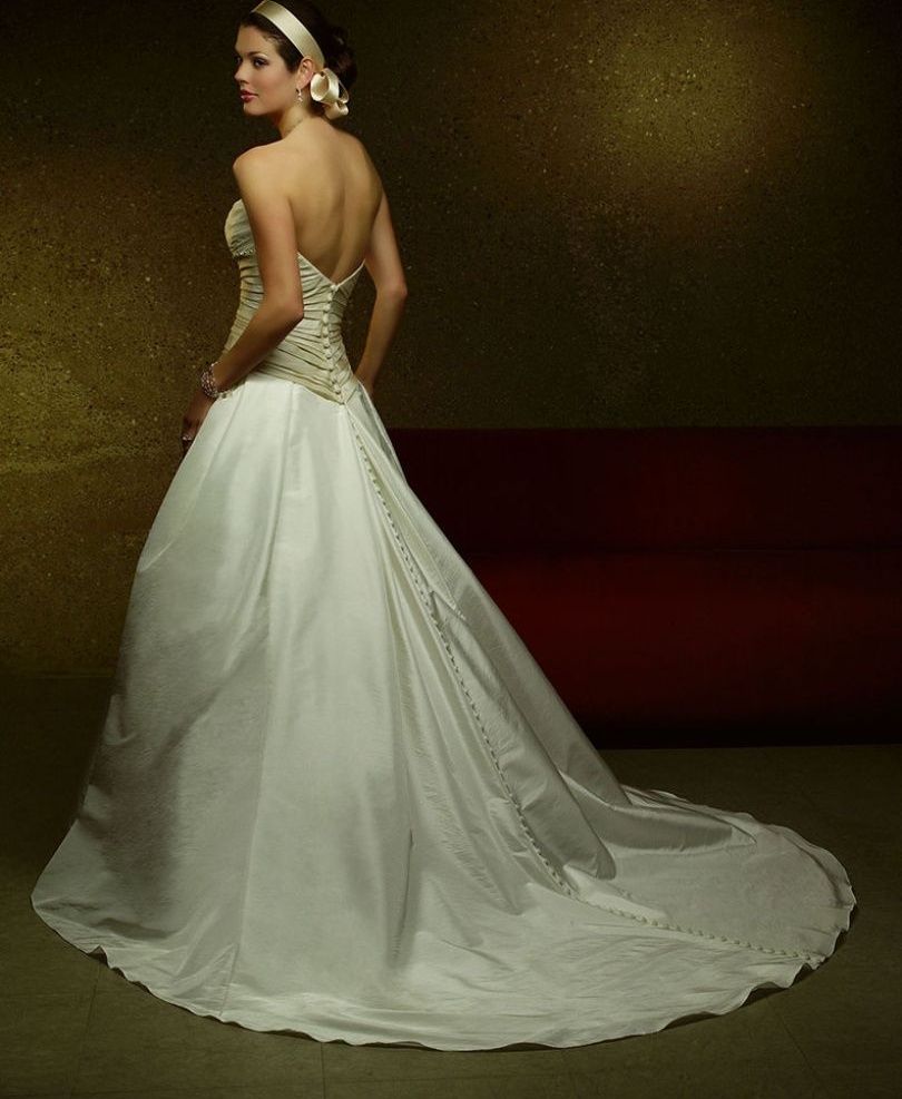 Style 1881 Casablanca Size 8 Wedding Satin White A-line Dress on Queenly