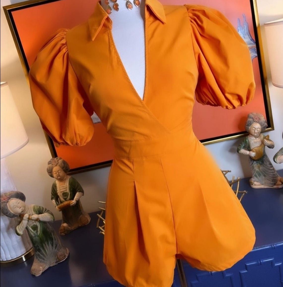 Size 0 Orange Formal Jumpsuit on Queenly