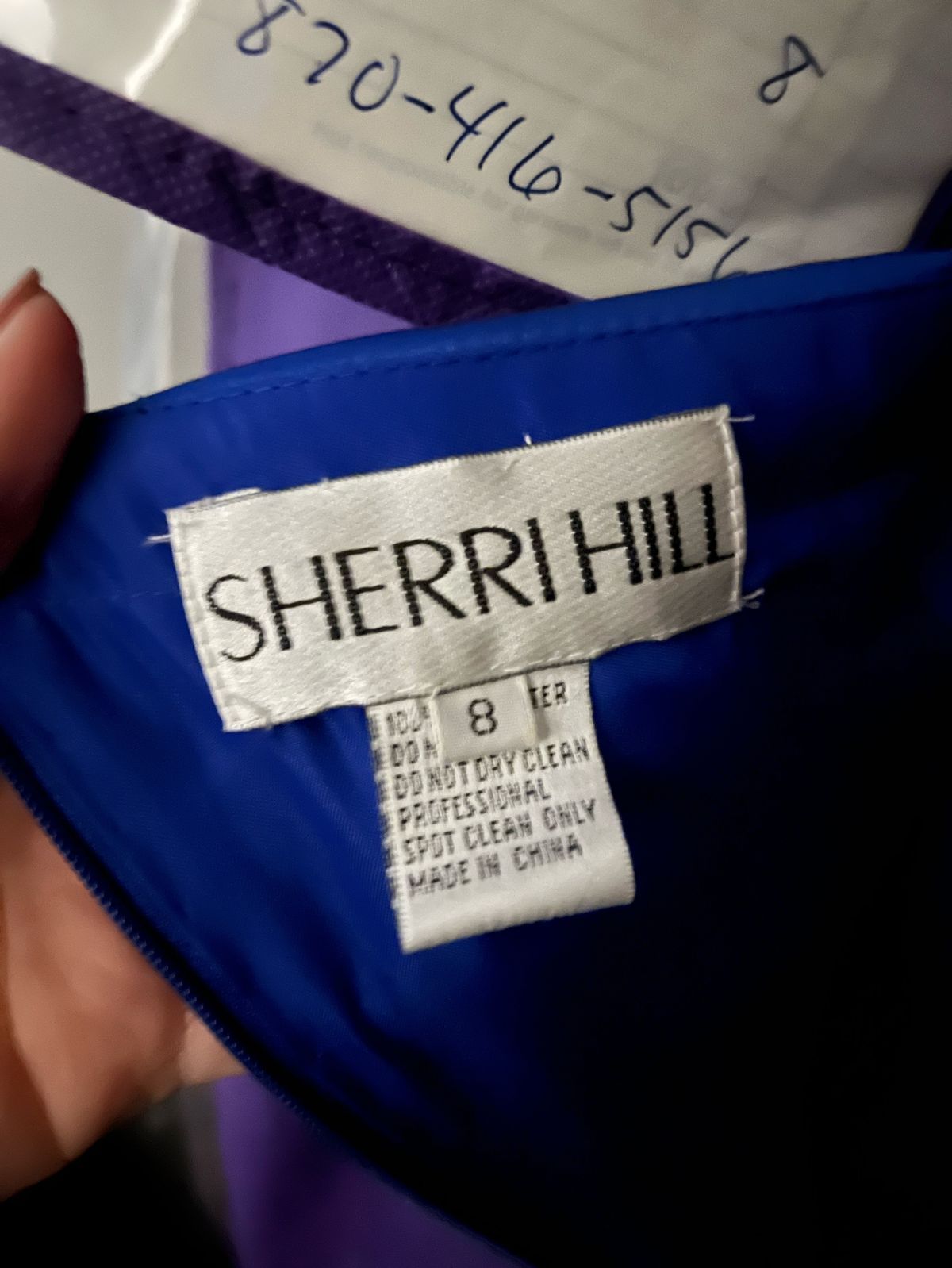 Sherri Hill Size 8 Prom One Shoulder Sequined Navy Blue Side Slit Dress on Queenly