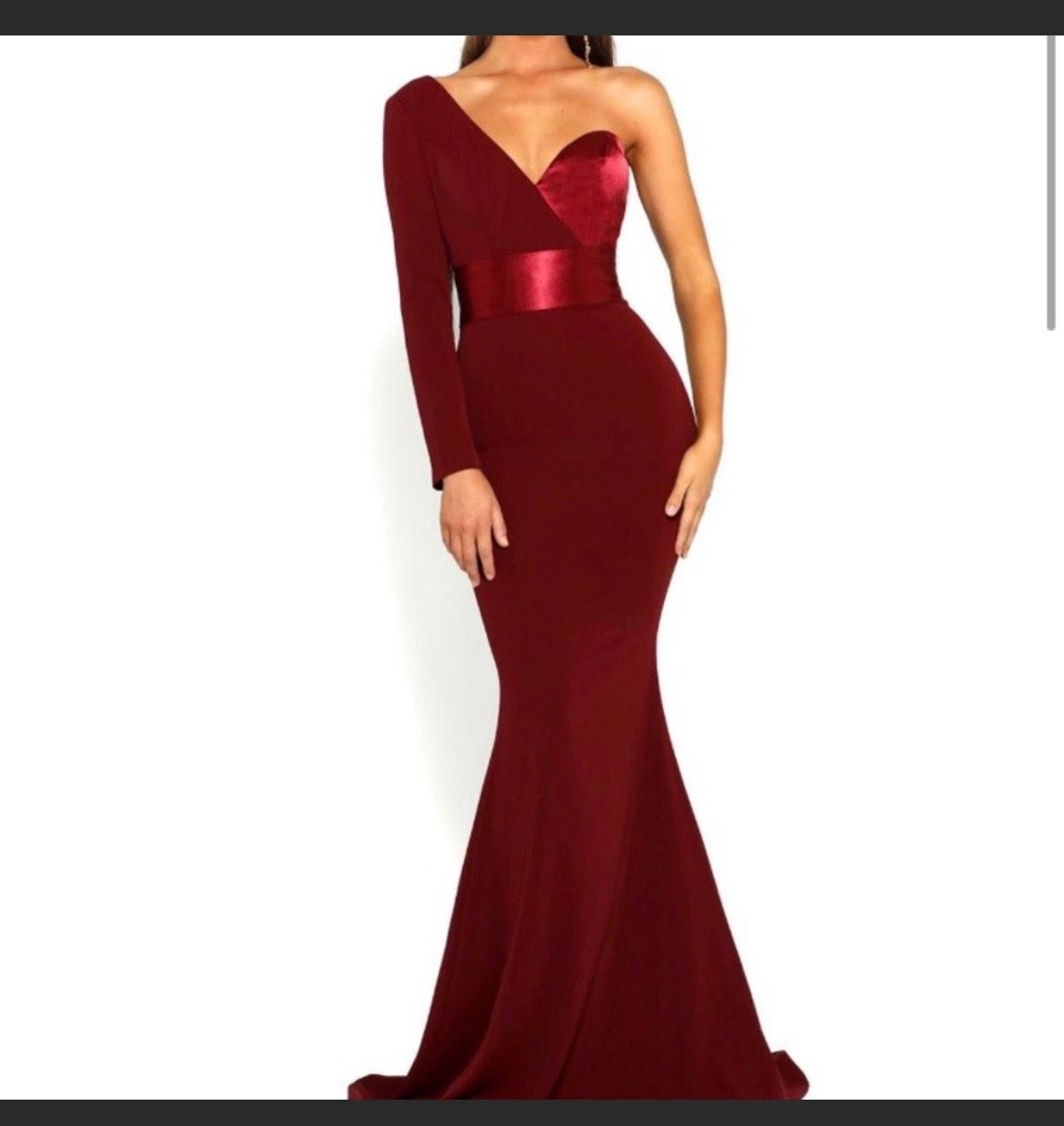 Portia and Scarlett Size 2 Pageant Satin Burgundy Red Mermaid Dress on Queenly