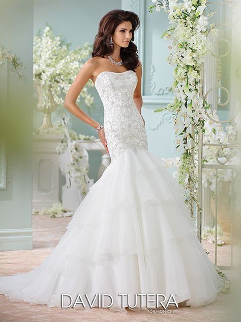 Style Savi David Tutera Size 8 Wedding Strapless Lace White Mermaid Dress on Queenly