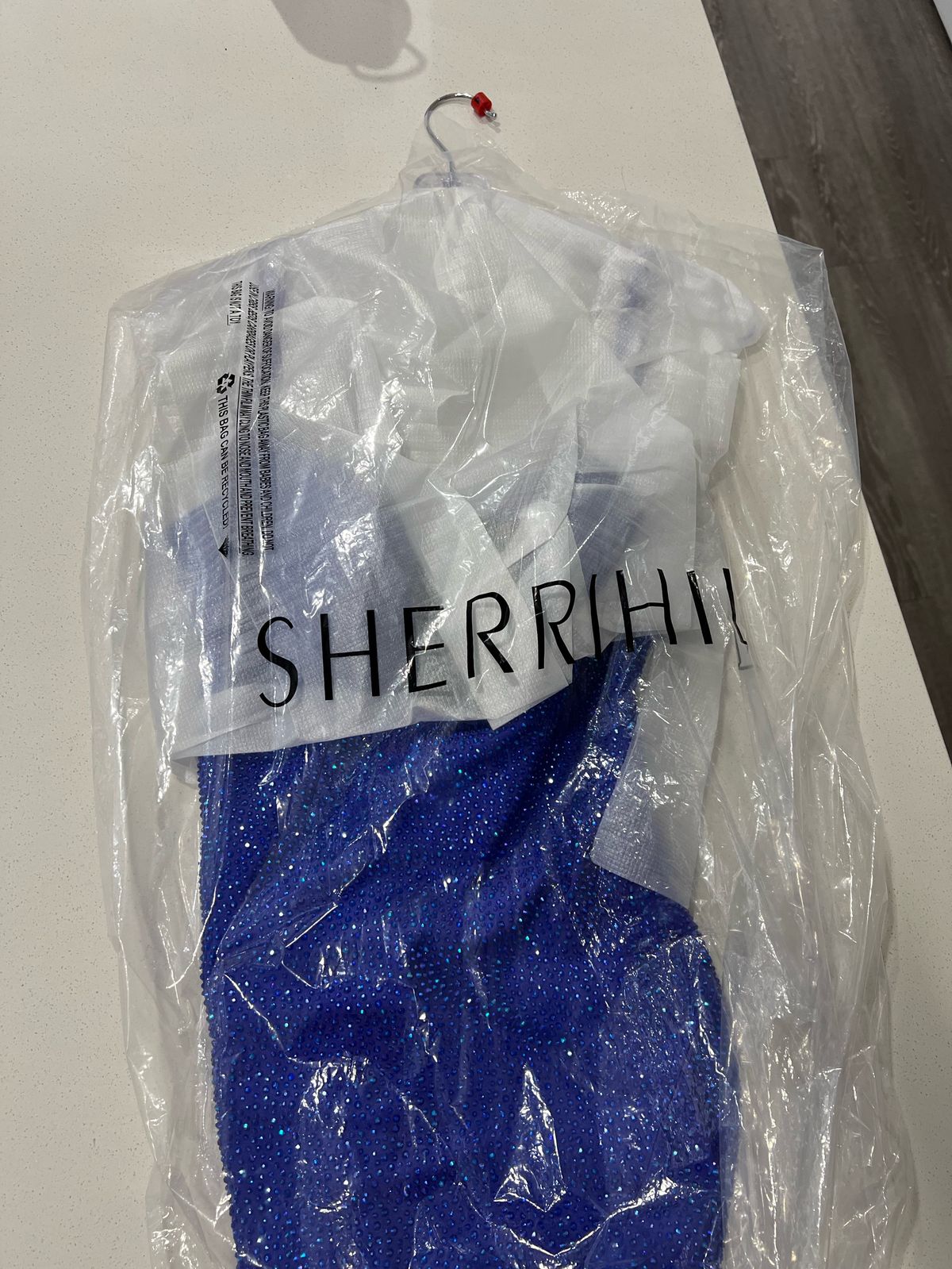 Sherri Hill Size 4 Prom Sequined Royal Blue Side Slit Dress on Queenly