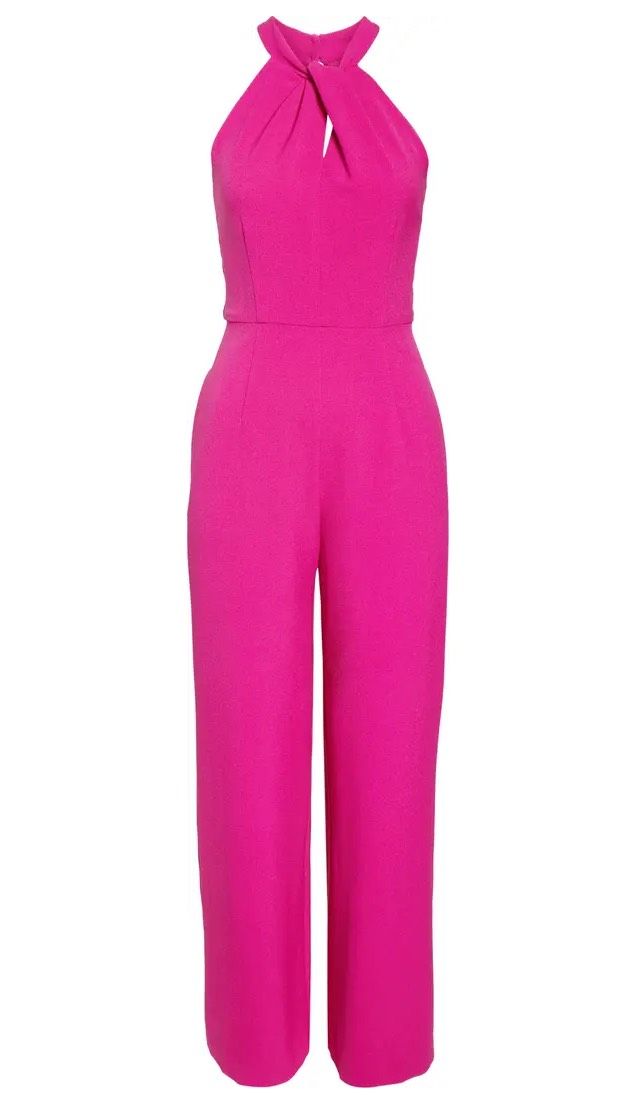 Size 2 Halter Pink Formal Jumpsuit on Queenly