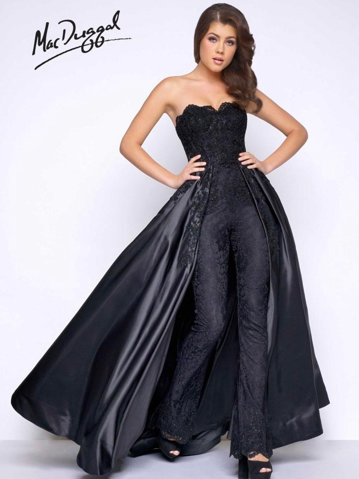 Mac Duggal Size 2 Prom Lace Black Formal Jumpsuit on Queenly