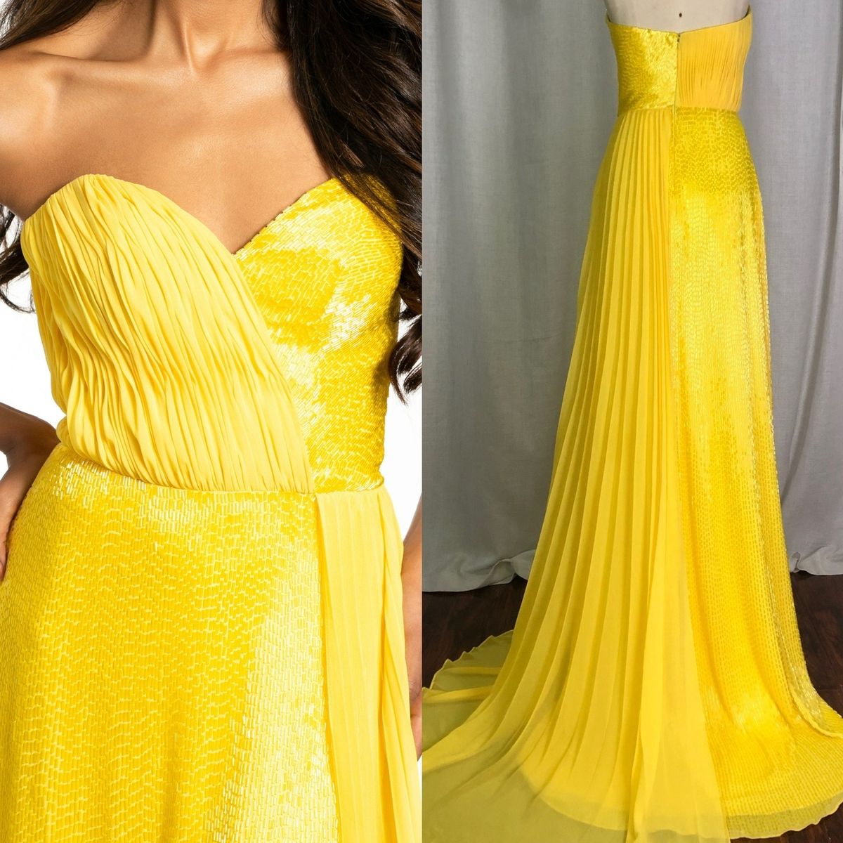 Size 0 Pageant Yellow Side Slit Dress on Queenly