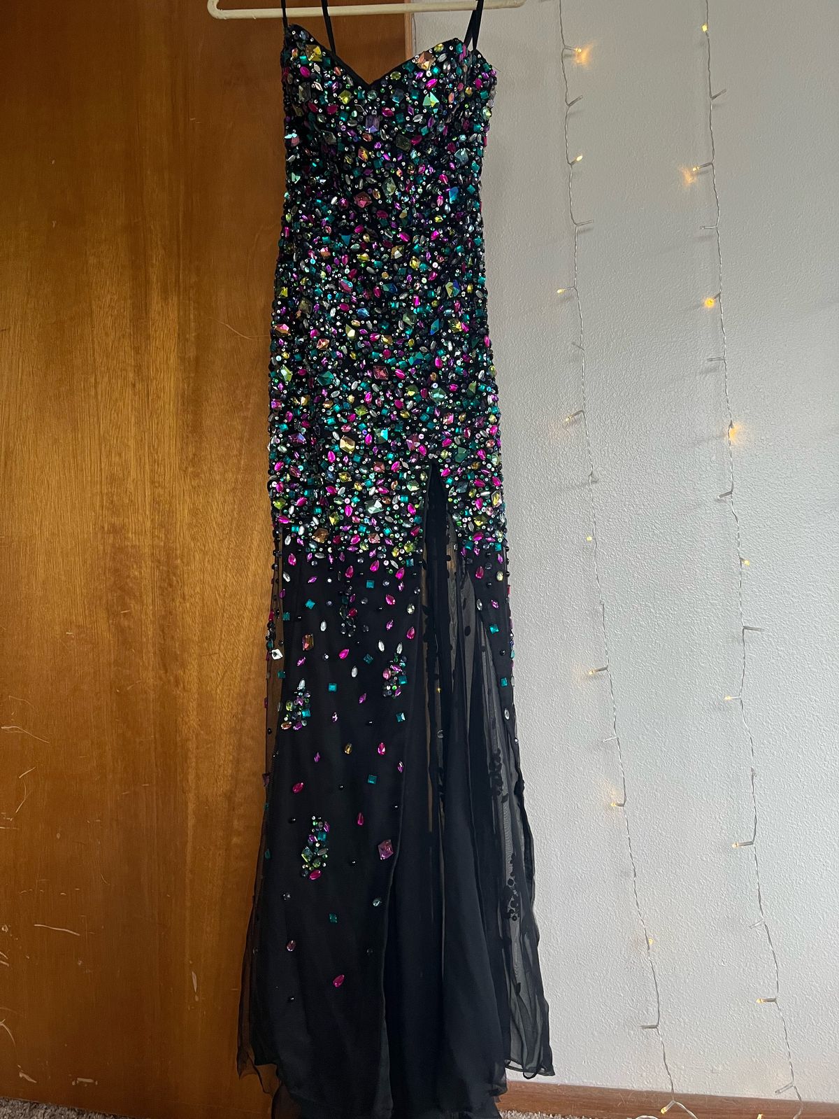 Jovani Size 4 Prom Strapless Sequined Multicolor Side Slit Dress on Queenly