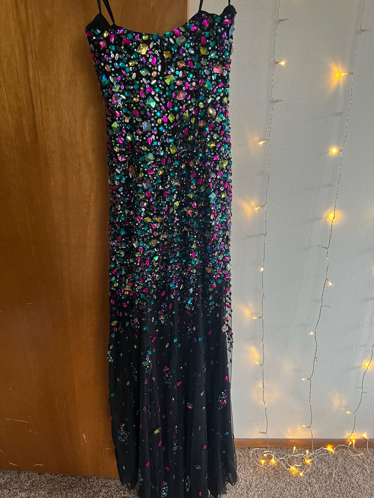 Jovani Size 4 Prom Strapless Sequined Multicolor Side Slit Dress on Queenly