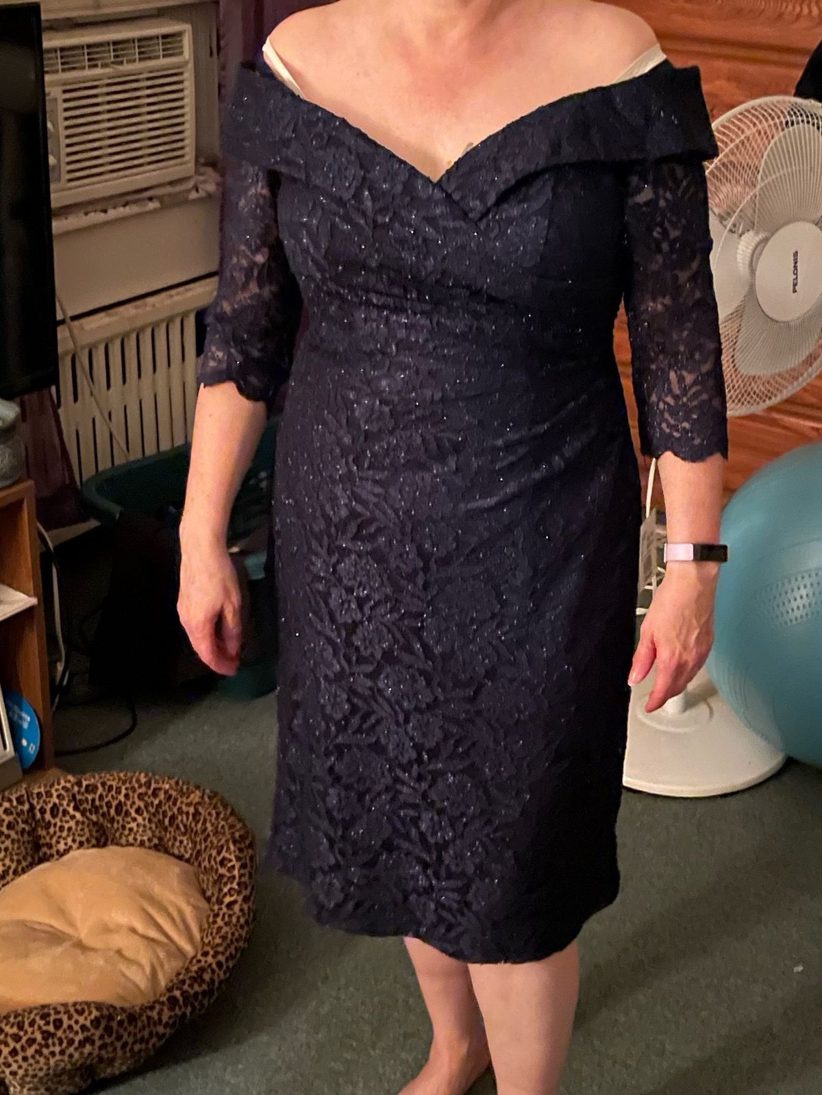Oleg Cassini Size 12 Blue Cocktail Dress on Queenly