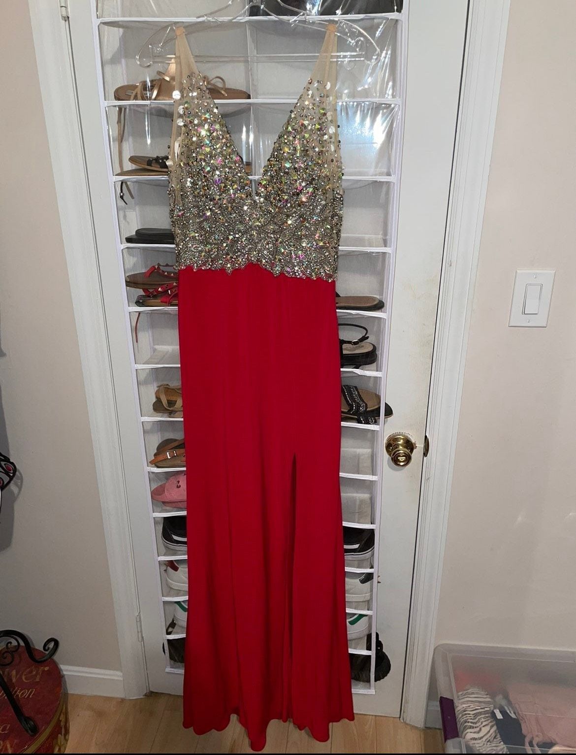 Jobs Size 2 Prom Red Side Slit Dress on Queenly