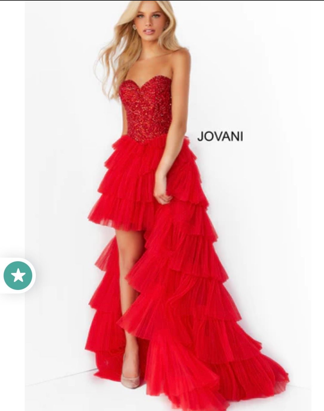 Jovani Size 4 Prom Sequined Red A-line Dress on Queenly