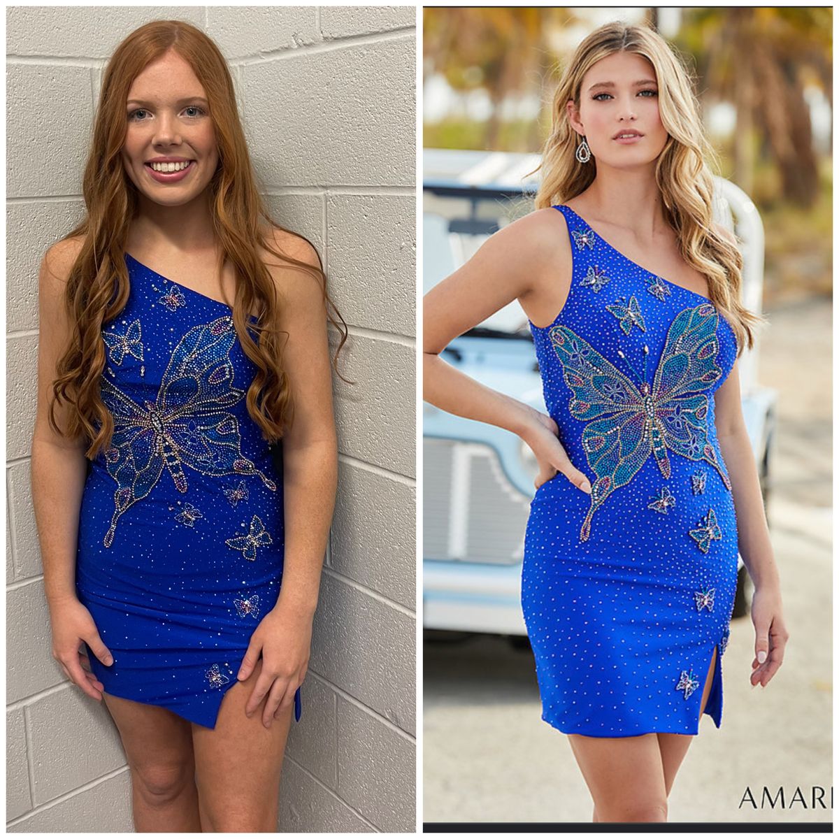 Amara Size 2 Homecoming One Shoulder Sequined Blue Cocktail Dress on Queenly