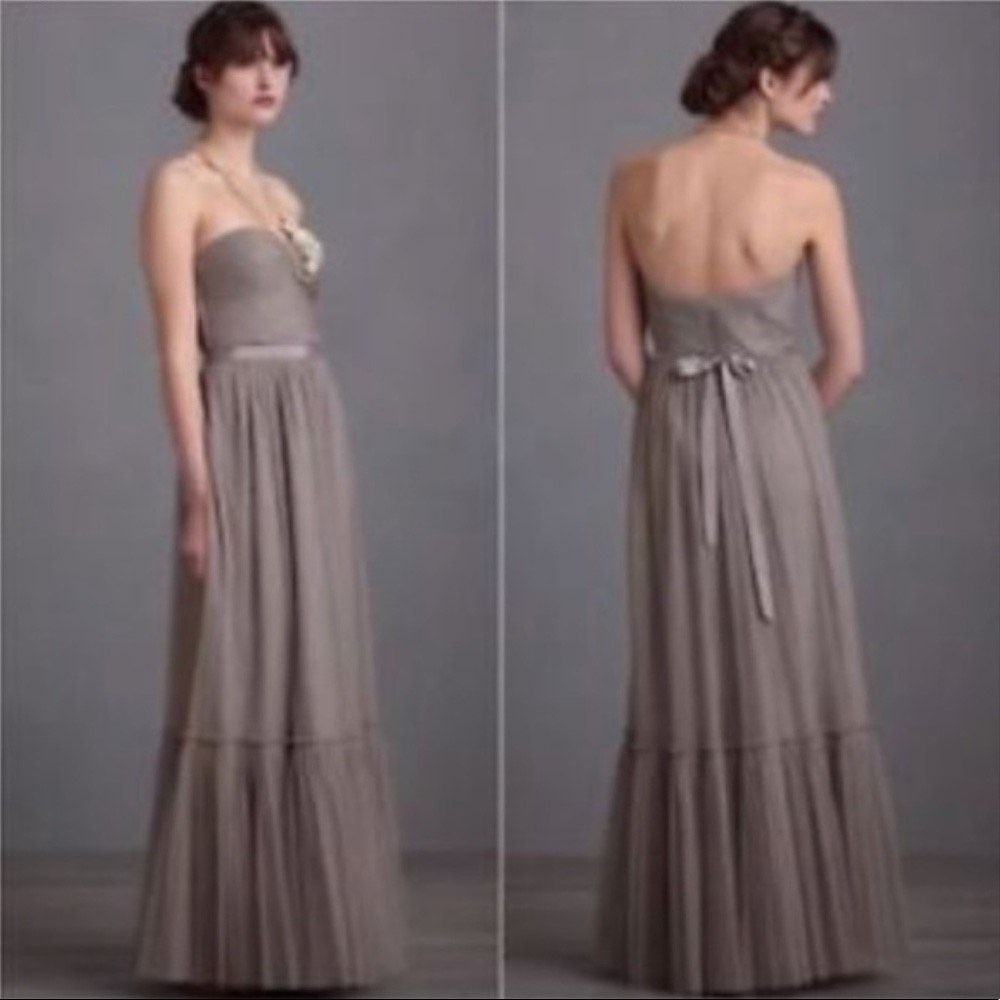 BHLDN Size 14 Prom Sheer Silver Ball Gown on Queenly