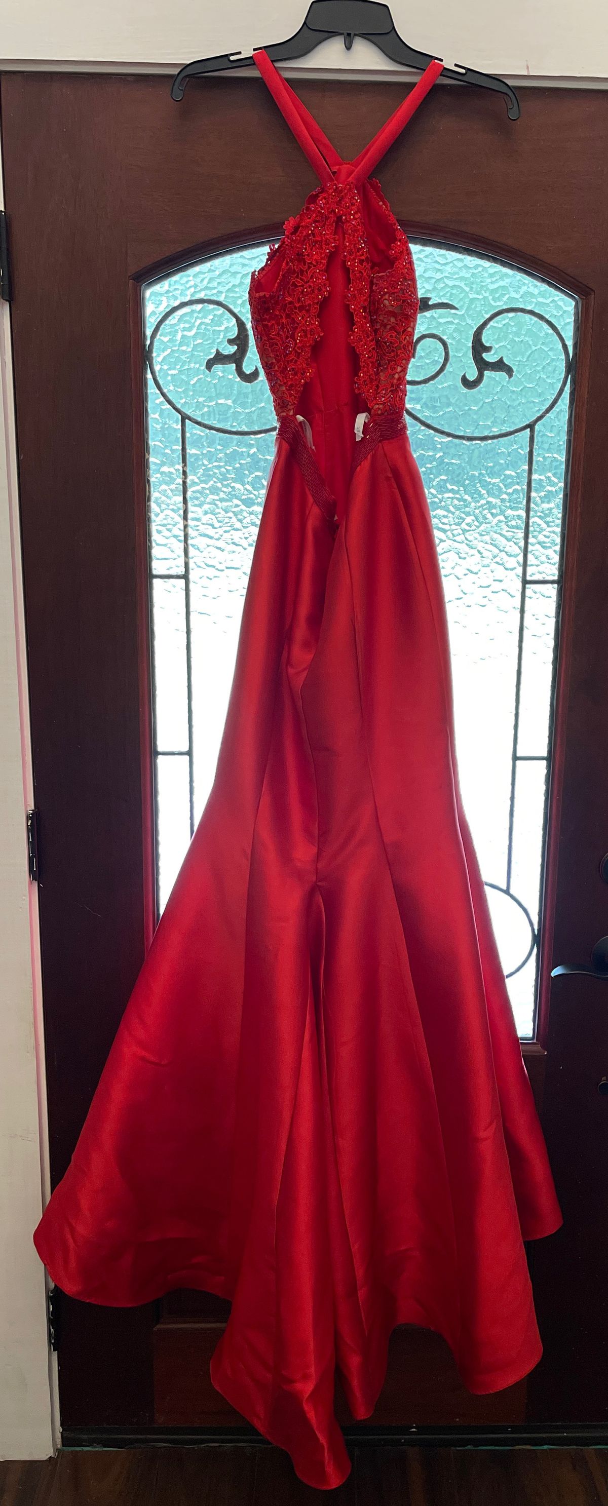 Madison James Size 4 Prom Red Mermaid Dress on Queenly