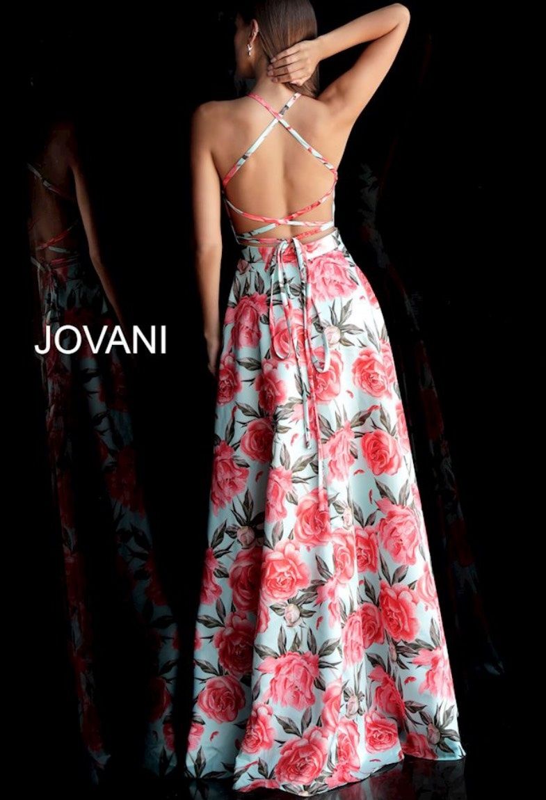 Jovani Size 4 Bridesmaid Halter Satin Multicolor Dress With Train on Queenly