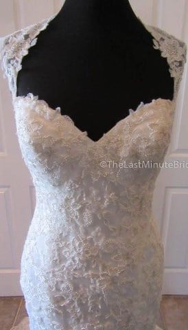 Maggie Sottero Size 10 Cap Sleeve Lace Nude Dress With Train on Queenly