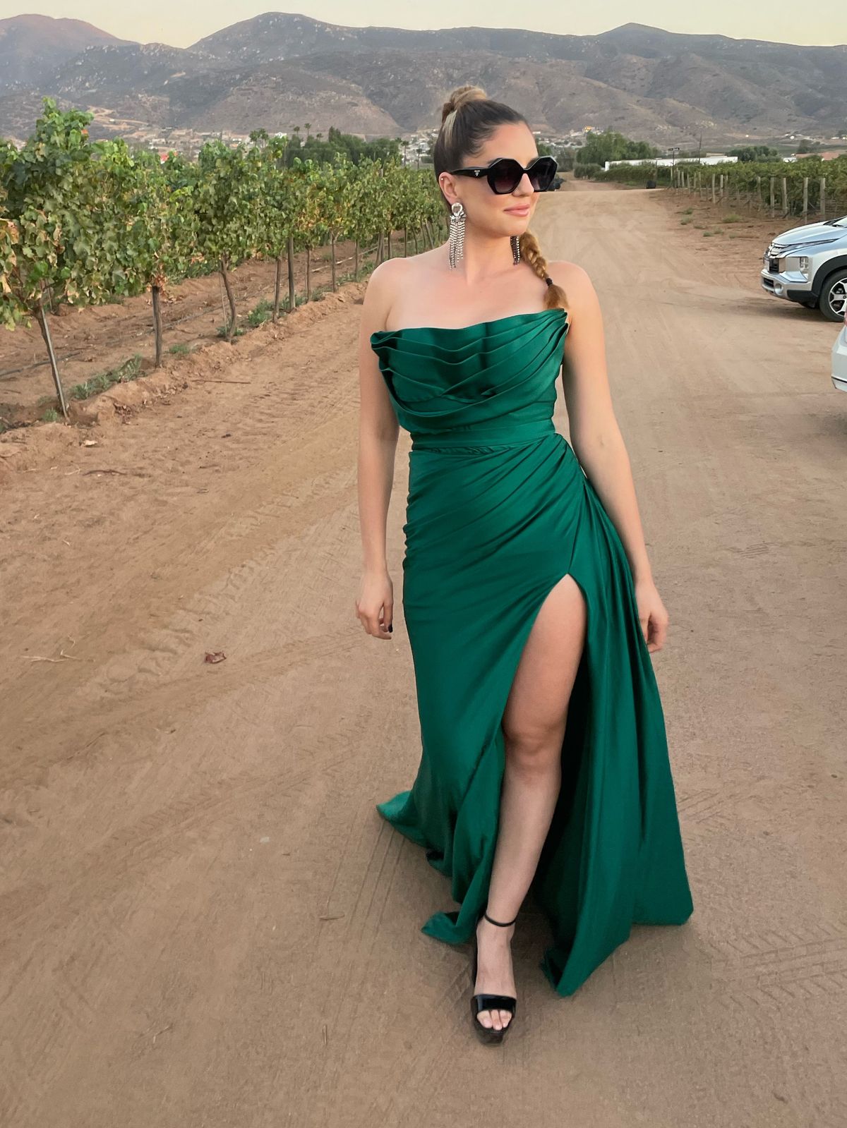 Portia and Scarlett Size 8 Green Side Slit Dress on Queenly