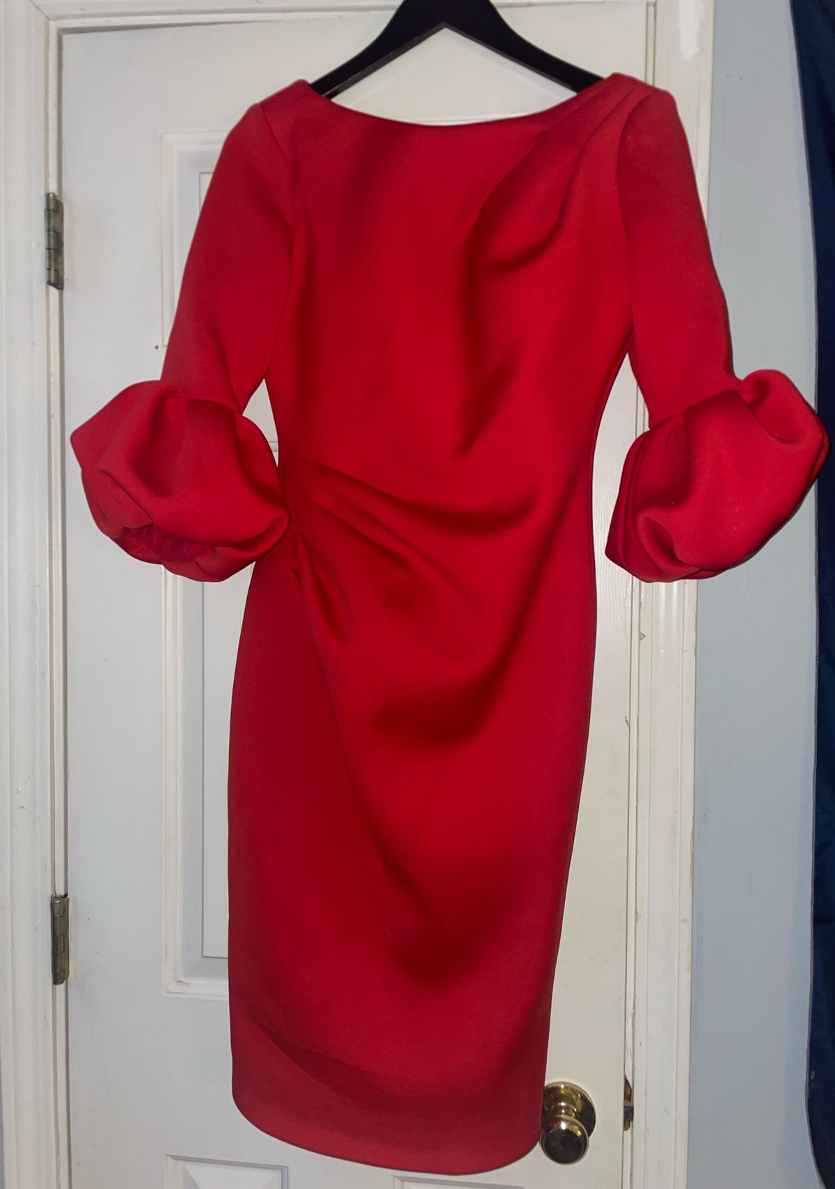 Jovani Size 8 Homecoming Long Sleeve Satin Red Cocktail Dress on Queenly