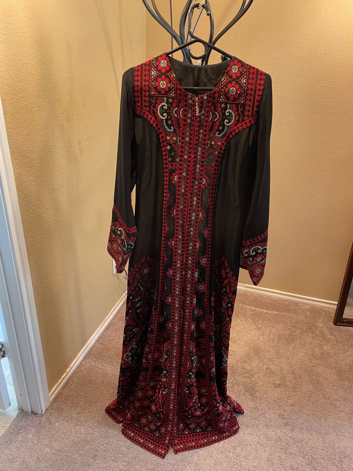 Size 8 Long Sleeve Sequined Multicolor Floor Length Maxi on Queenly