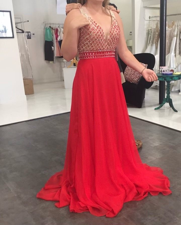 Blush Prom Size 6 Pageant Red A-line Dress on Queenly
