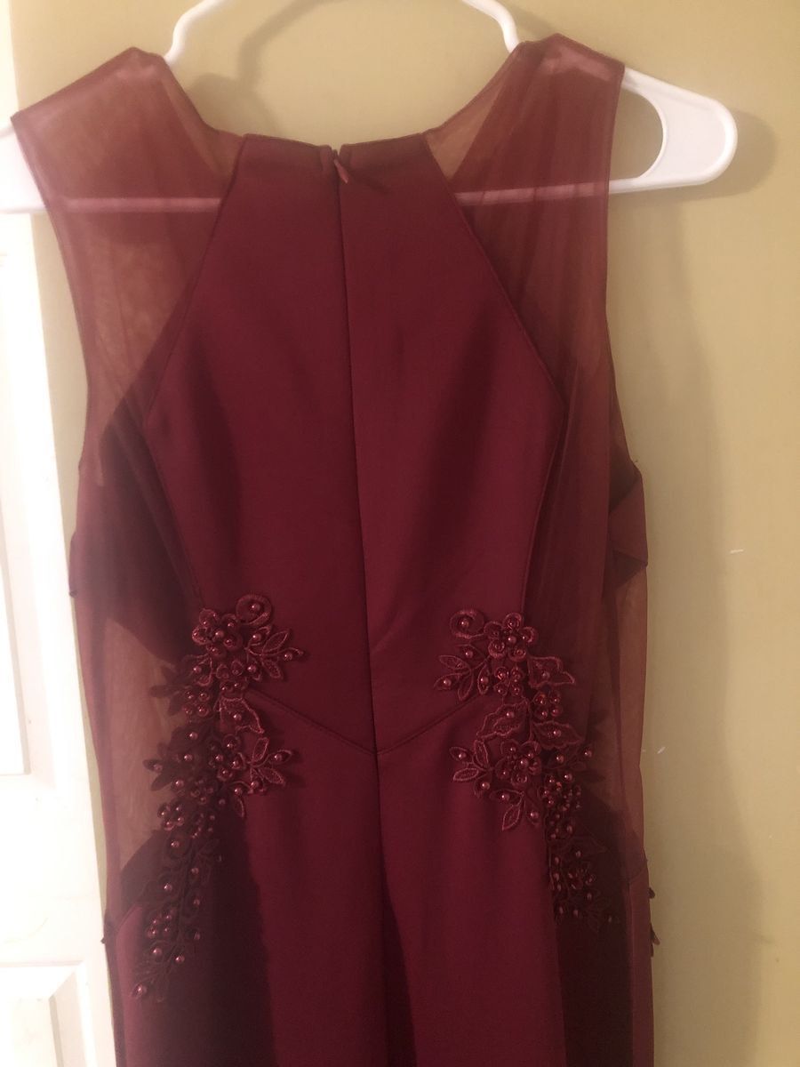 Poem Size 14 Prom Lace Burgundy Red Floor Length Maxi on Queenly