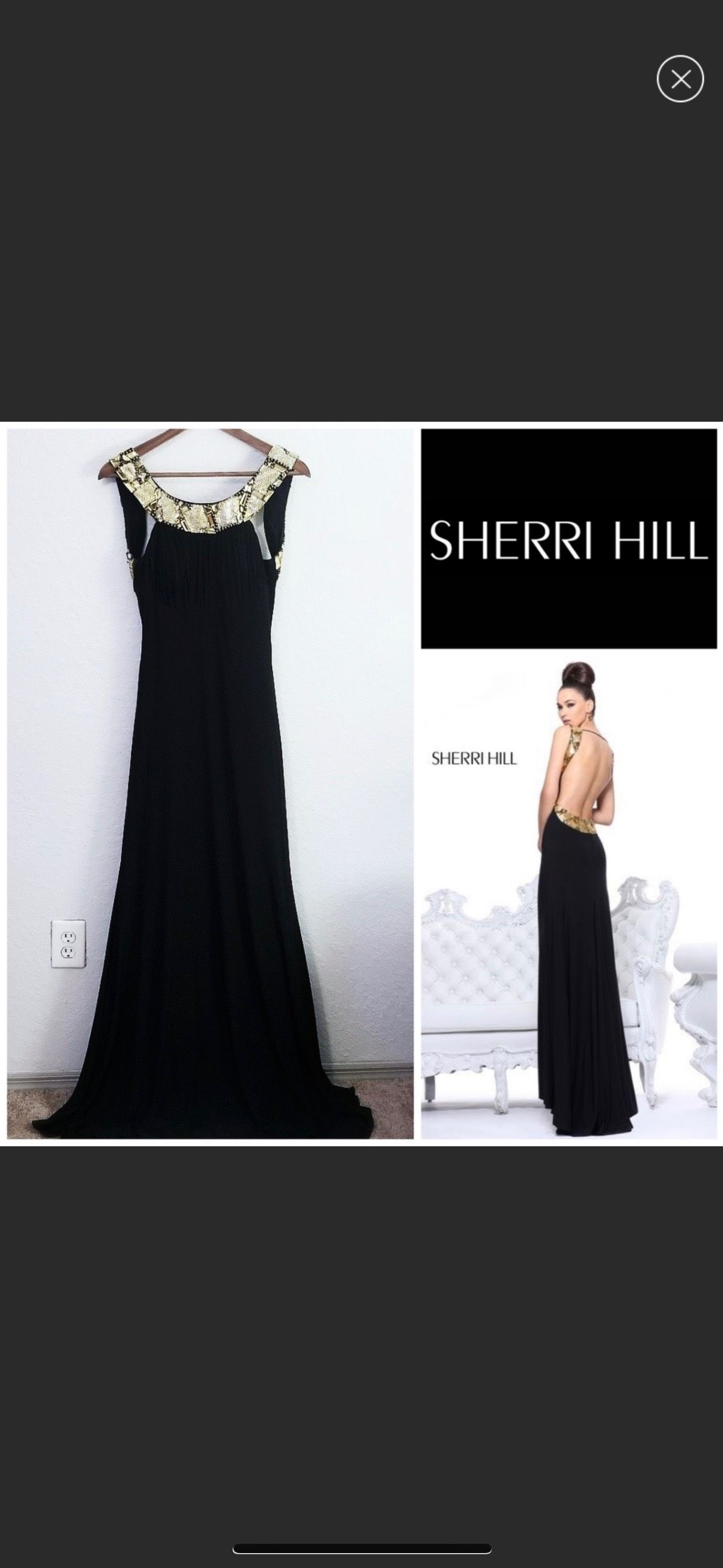 Sherri Hill Size 4 Sequined Black Floor Length Maxi on Queenly