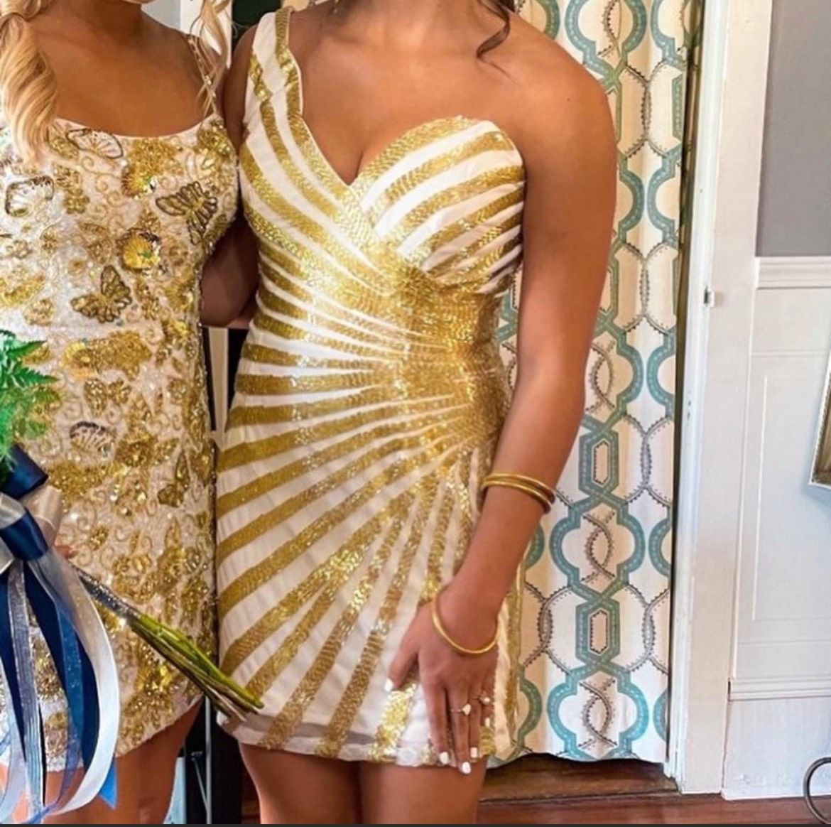 Rachel Allan Size 4 Homecoming Gold Cocktail Dress on Queenly