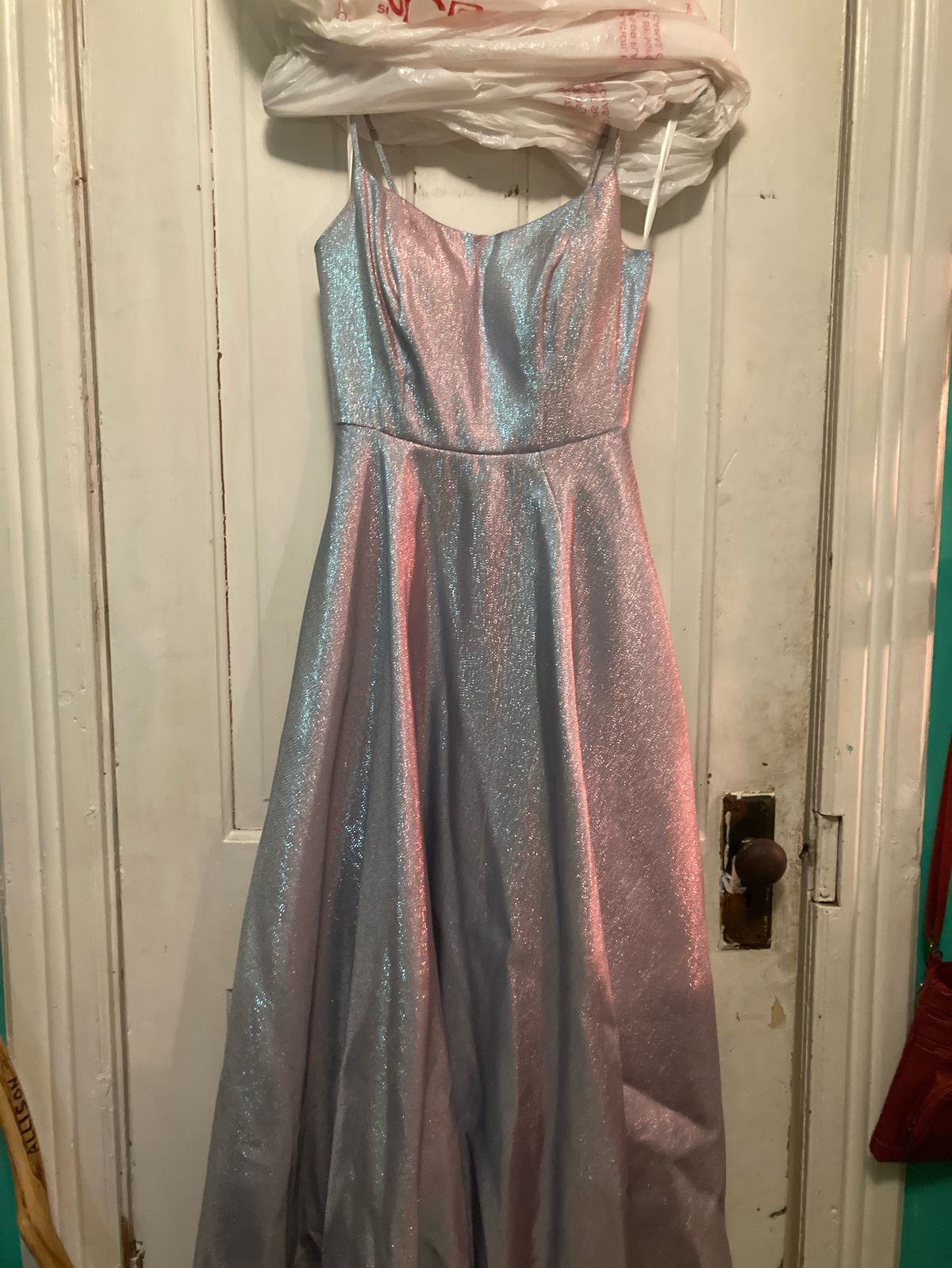 Size 0 Prom Silver Ball Gown on Queenly