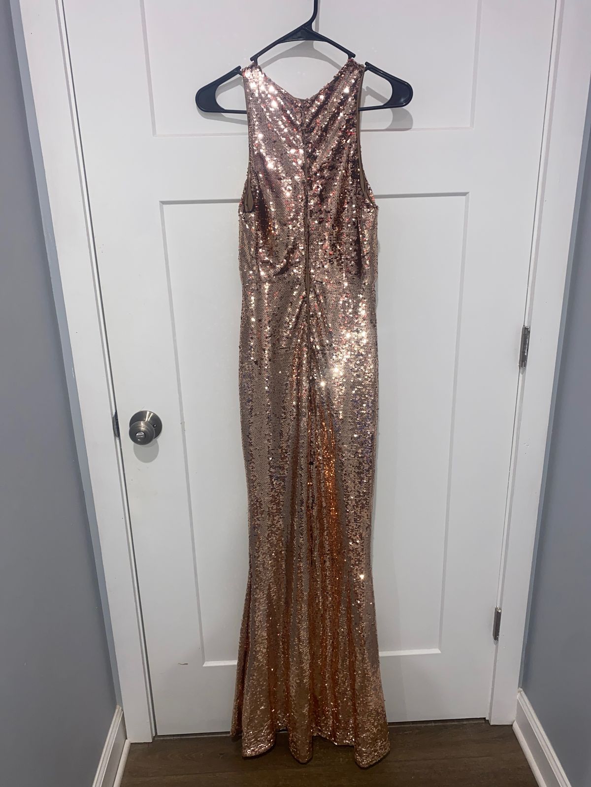 Size 2 Prom Sequined Gold Floor Length Maxi on Queenly