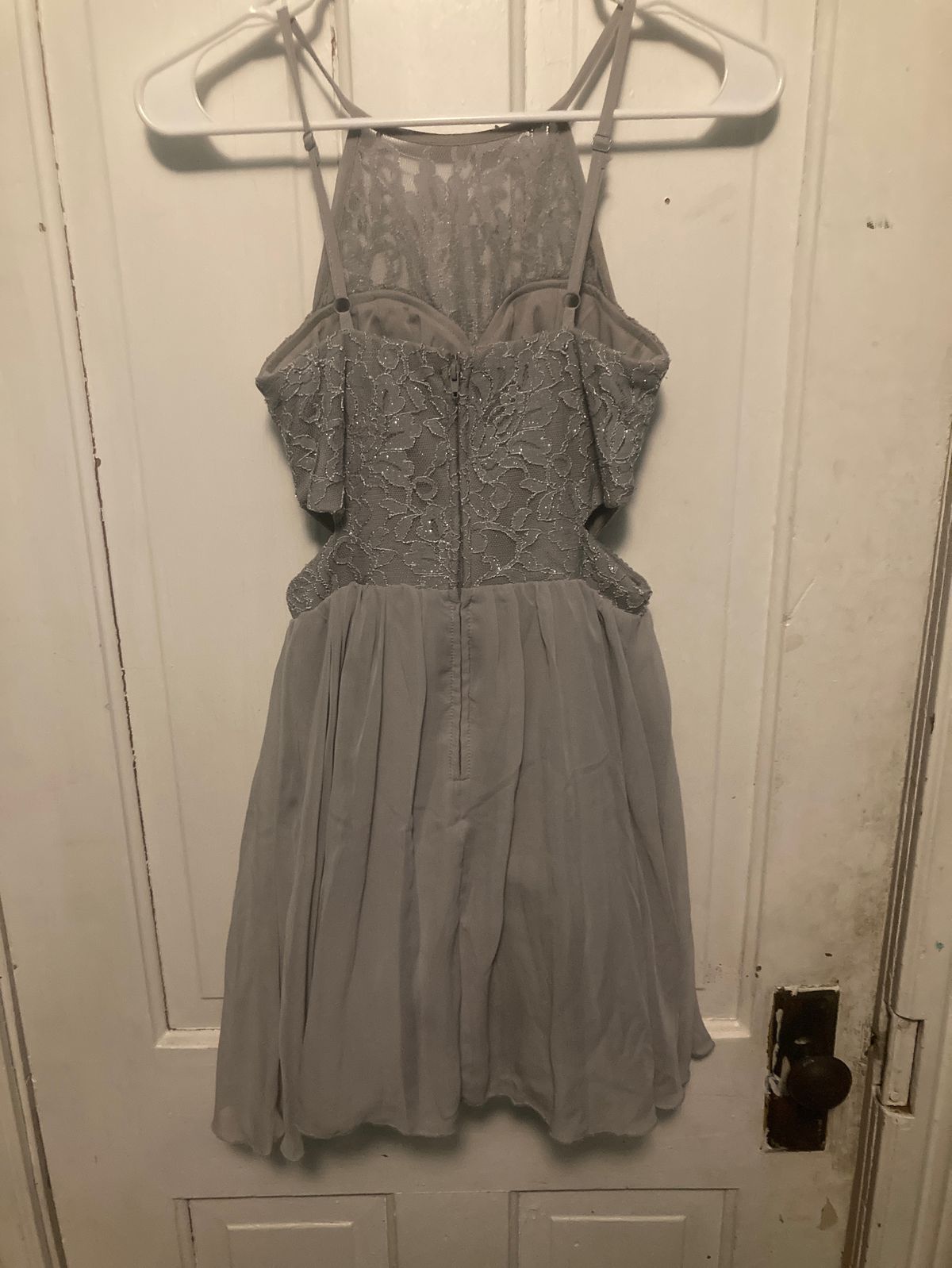 Size 0 Homecoming Silver A-line Dress on Queenly