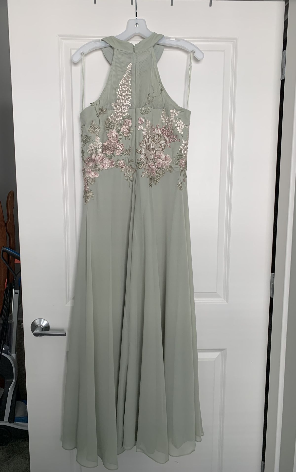Size 8 Sequined Green Floor Length Maxi on Queenly