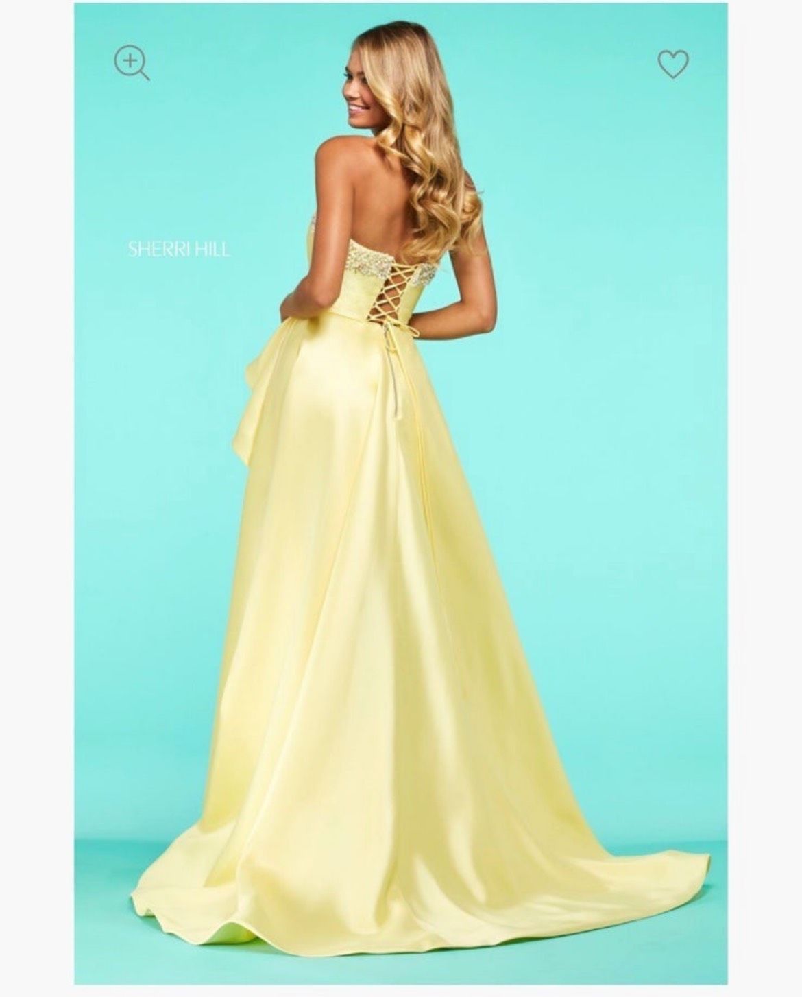 She Size 6 Pageant Strapless Satin Yellow Dress With Train on Queenly