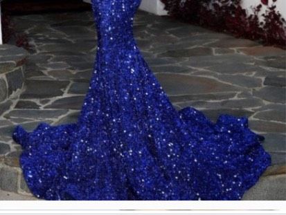 Plus Size 16 Prom Blue Mermaid Dress on Queenly