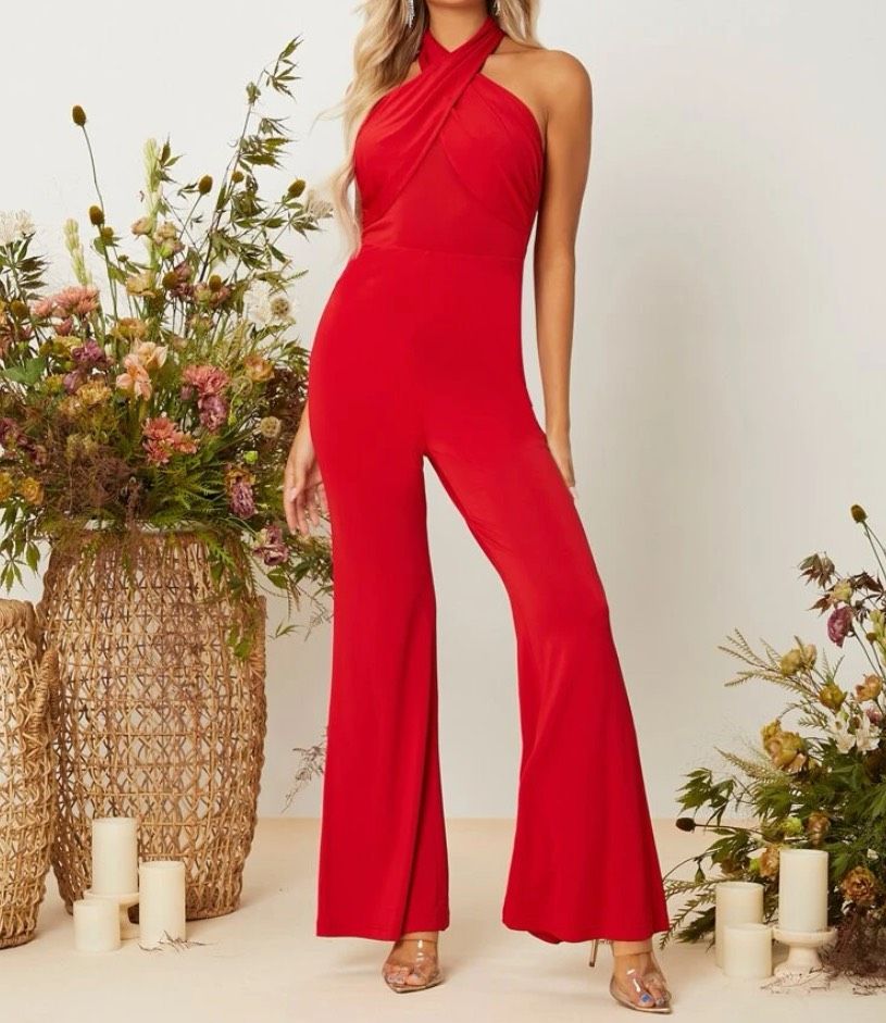 Size 2 Red Formal Jumpsuit on Queenly