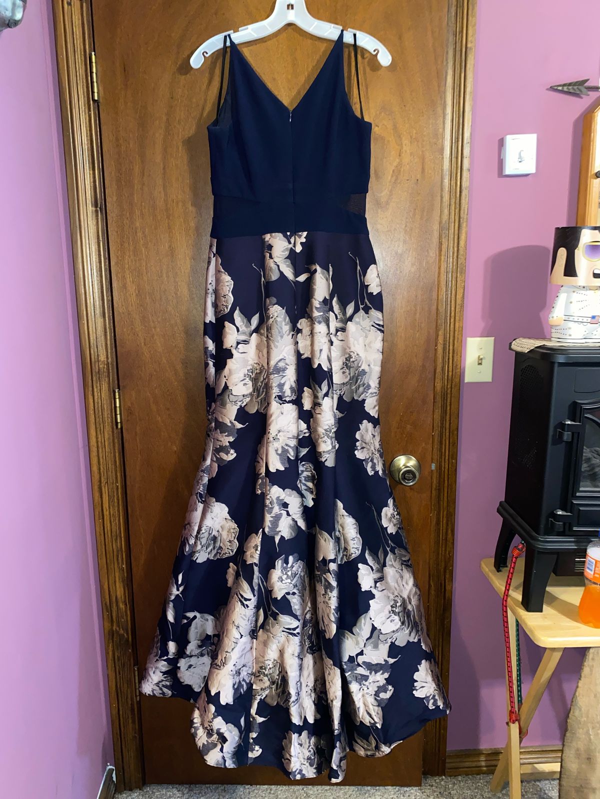 Size 10 Homecoming Sheer Navy Blue Mermaid Dress on Queenly