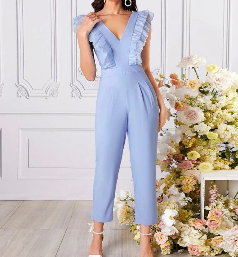 Size 2 Pageant Blue Formal Jumpsuit on Queenly