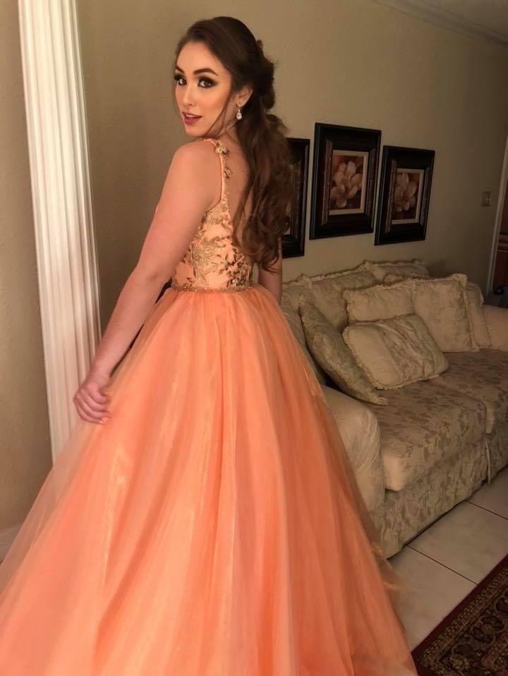 Sherri Hill Size 6 Sequined Coral Ball Gown on Queenly