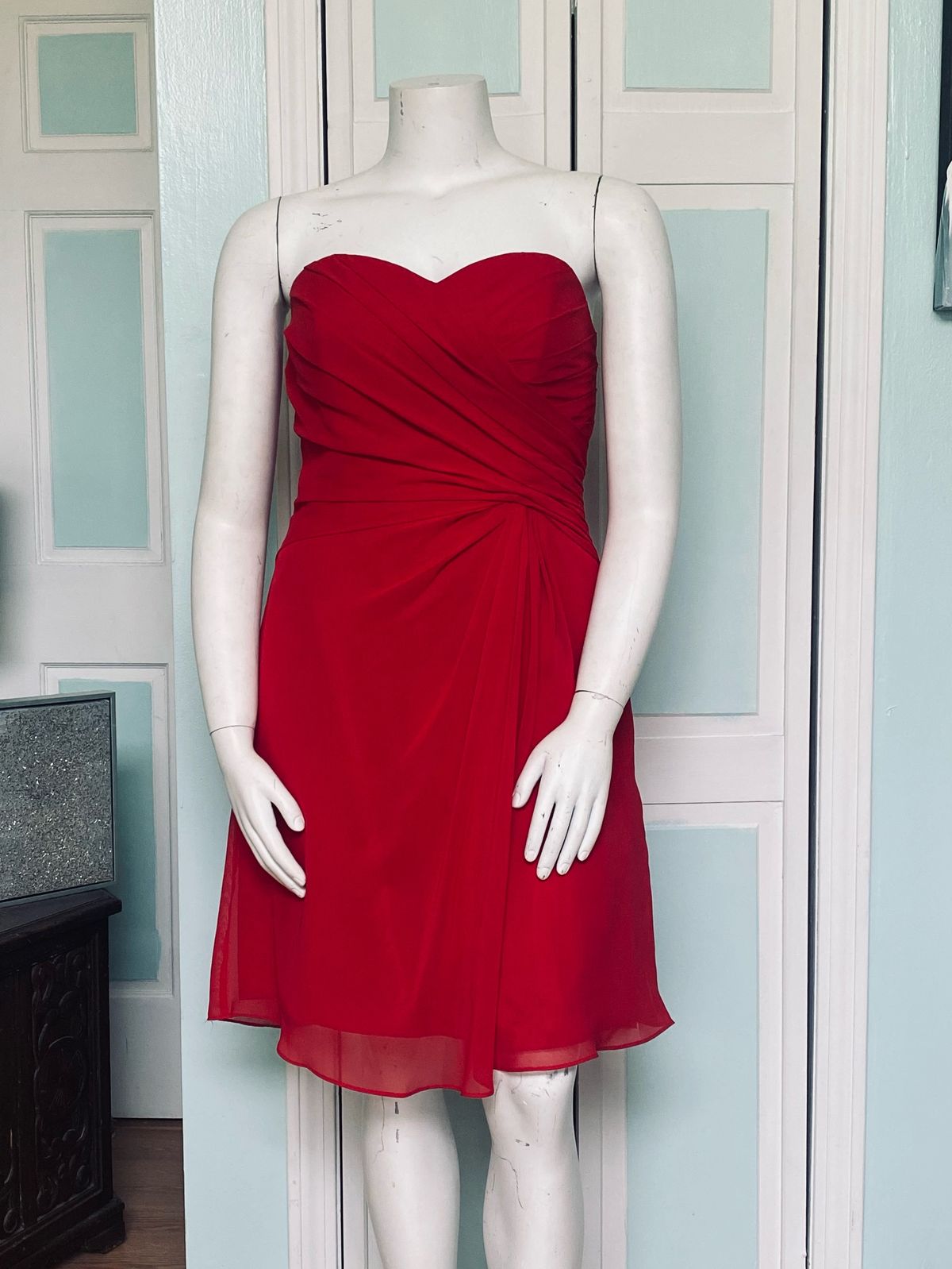 Alfred Angelo Size 14 Prom Strapless Red Cocktail Dress on Queenly