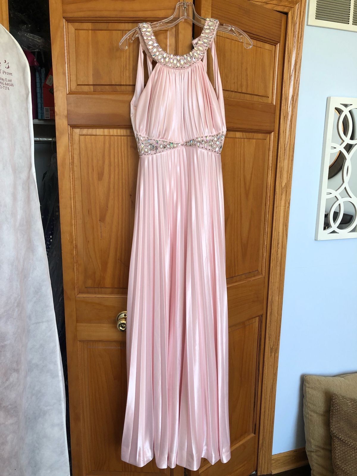 Size 4 Prom Sequined Pink Floor Length Maxi on Queenly