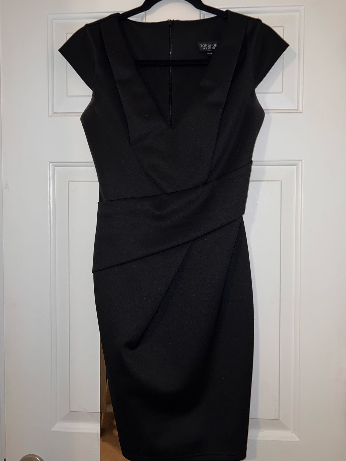 Size 4 Pageant Interview Cap Sleeve Black Cocktail Dress on Queenly