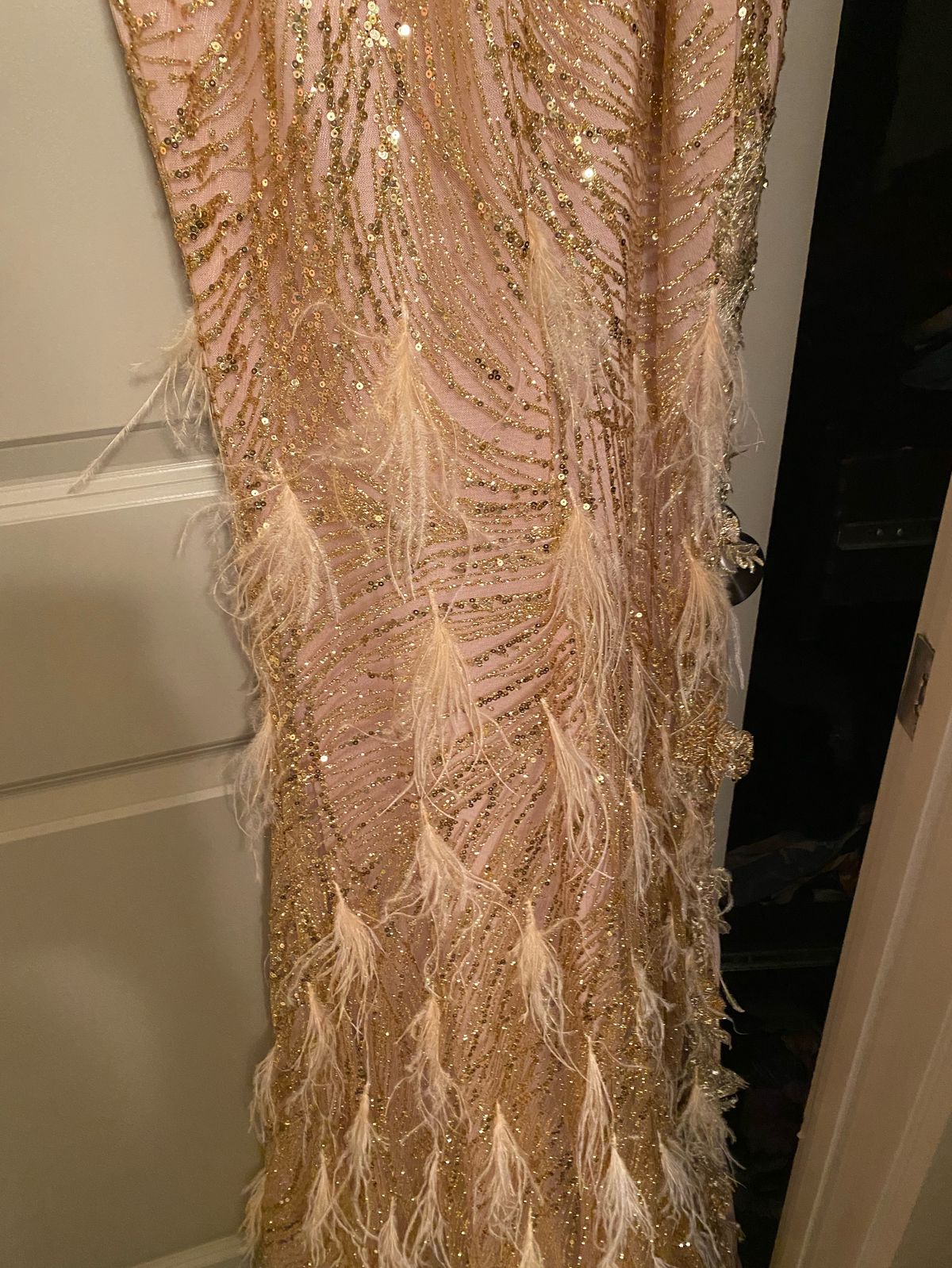 Portia and Scarlett Size 4 Pageant Gold Side Slit Dress on Queenly