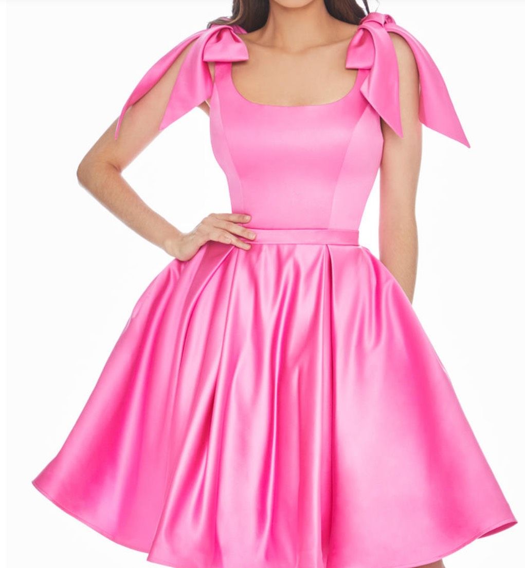 Ashley Lauren Size 2 Homecoming Satin Pink Cocktail Dress on Queenly