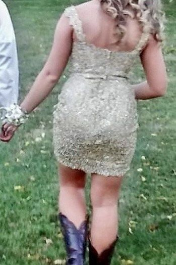 Sherri Hill Size 8 Homecoming Sequined Gold Cocktail Dress on Queenly
