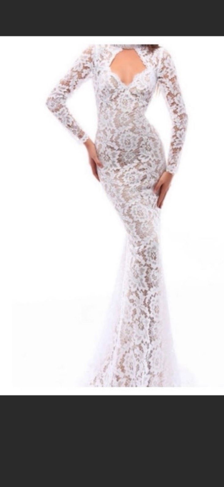 Tarik Ediz Size 6 Wedding Lace White Floor Length Maxi on Queenly