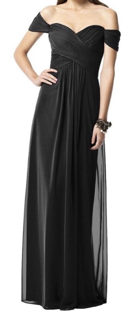 Thread by Dessy Size 4 Off The Shoulder Black Floor Length Maxi on Queenly