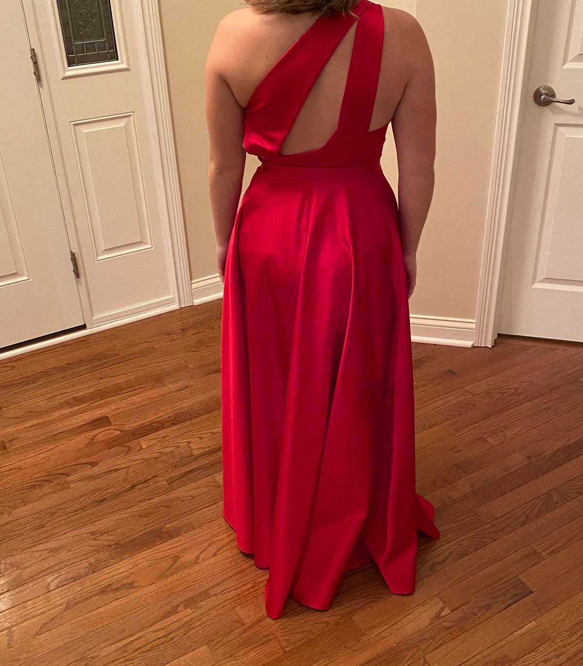 David's Bridal Size 2 Prom Red Side Slit Dress on Queenly