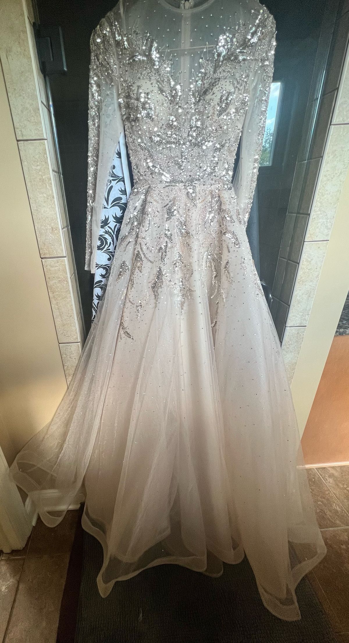 Size 0 Prom Sequined Nude Ball Gown on Queenly