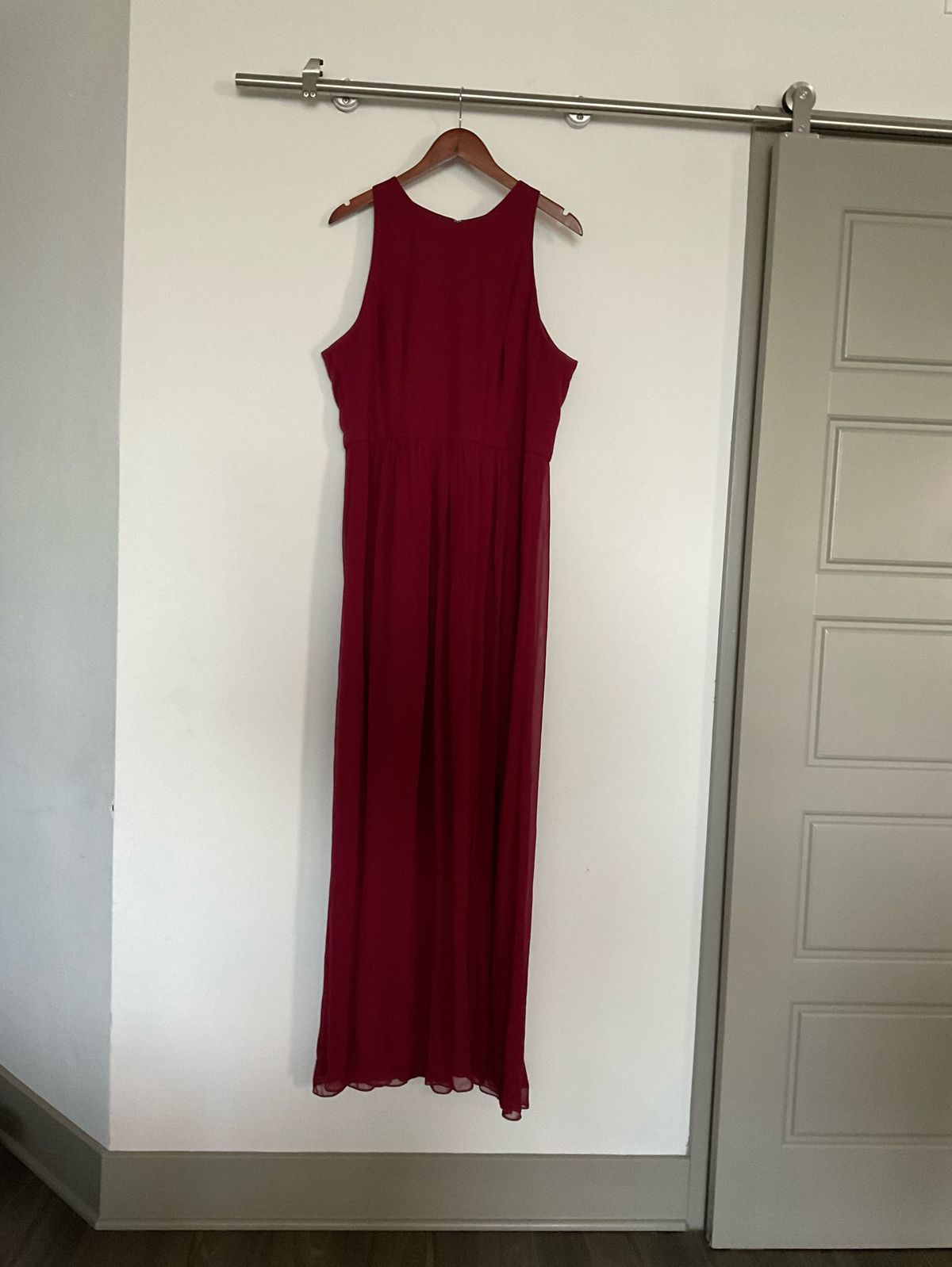 Dessy Thread Plus Size 18 Bridesmaid Burgundy Red Floor Length Maxi on Queenly