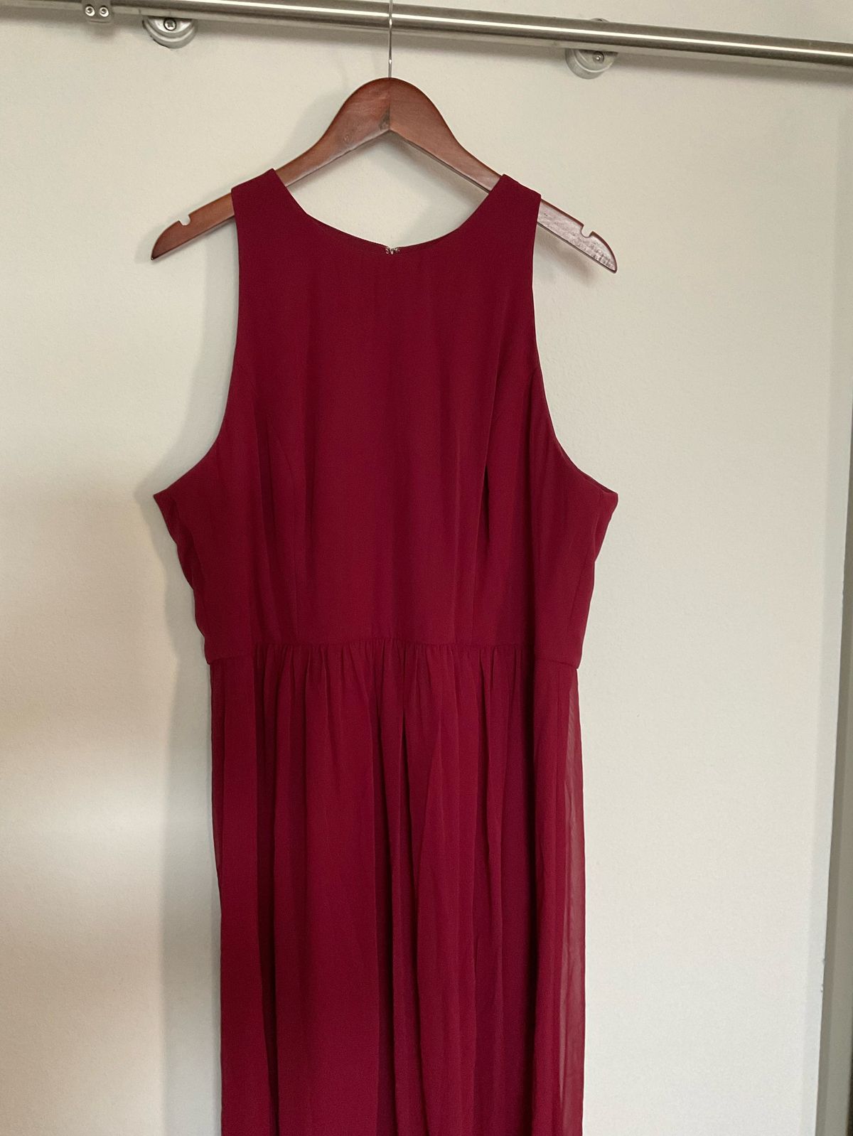 Dessy Thread Plus Size 18 Bridesmaid Burgundy Red Floor Length Maxi on Queenly