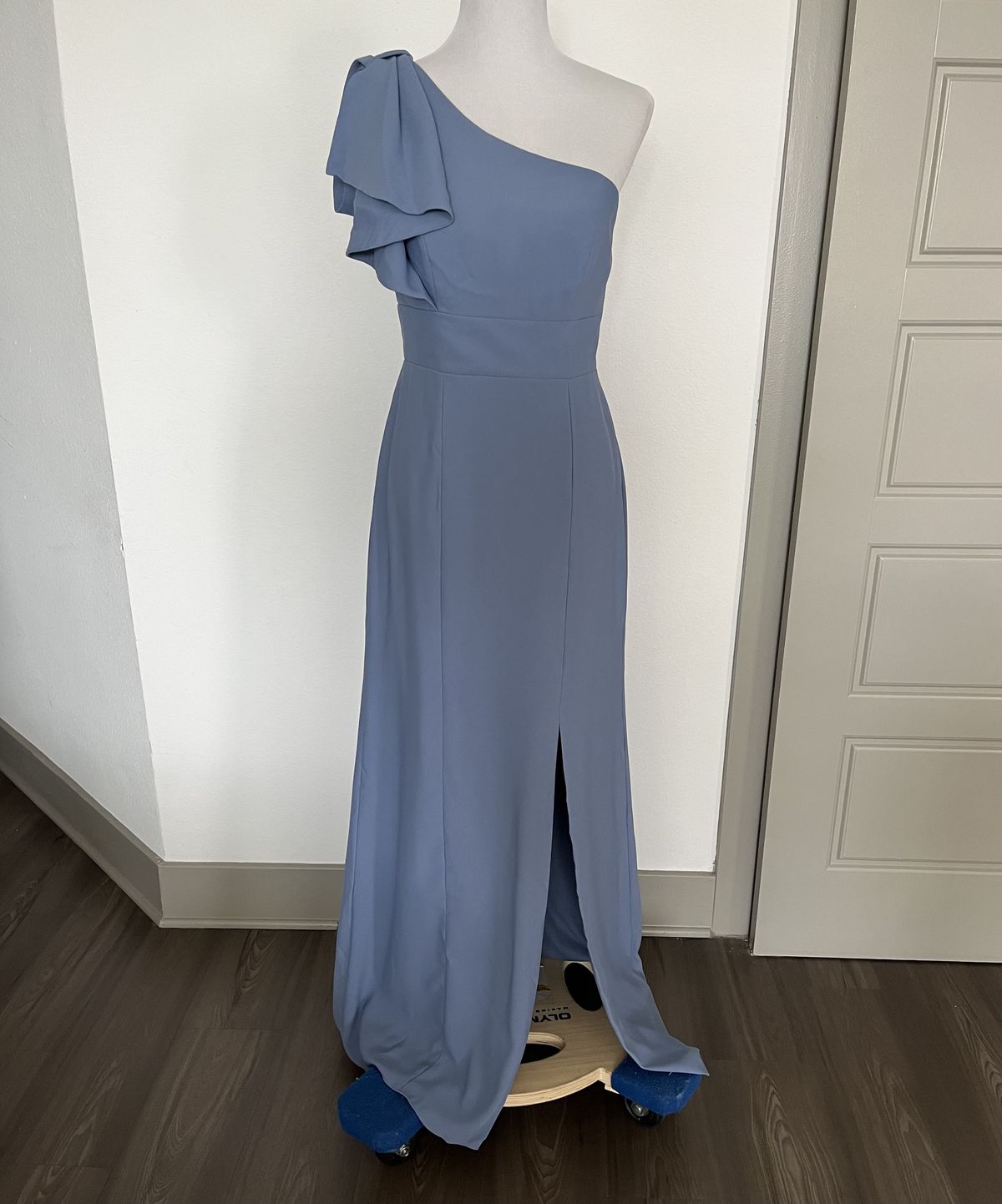 After Six Size 6 Bridesmaid One Shoulder Blue Floor Length Maxi on Queenly