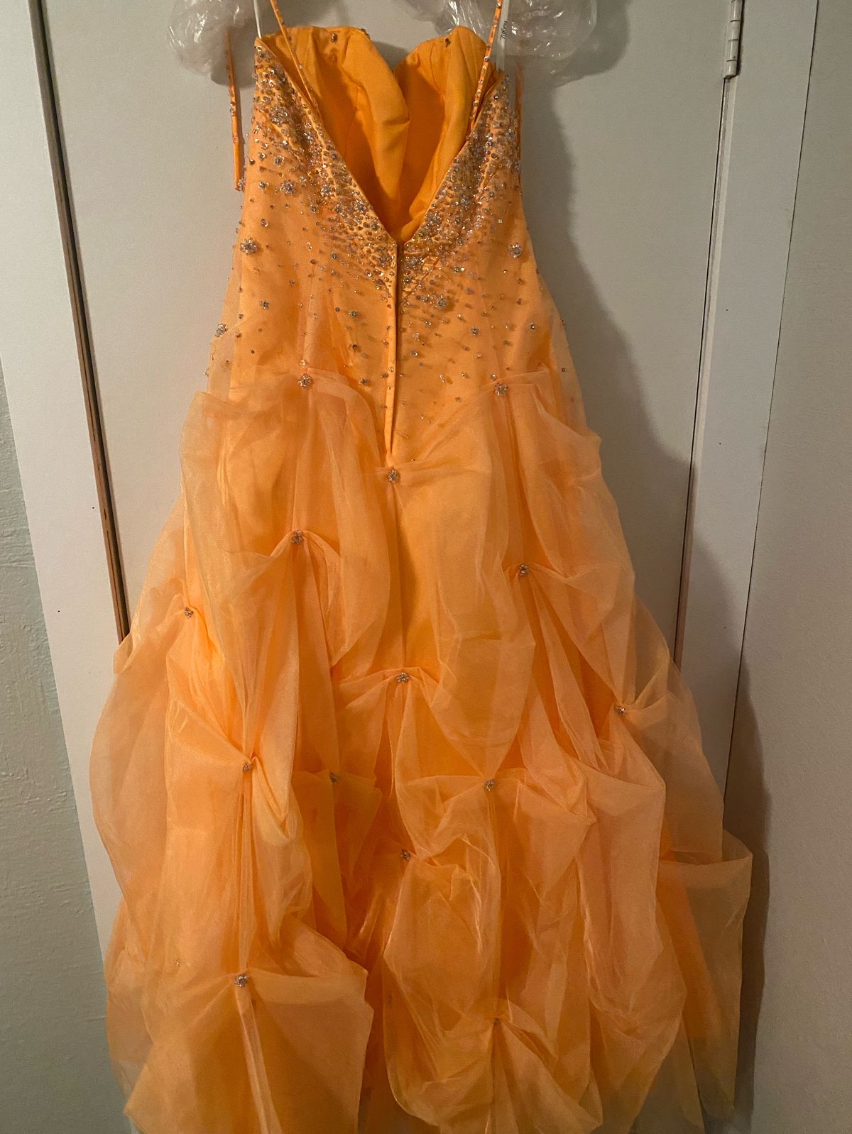Tiffany Designs Size 12 Prom Strapless Orange Ball Gown on Queenly